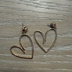 gold drop heart earrings